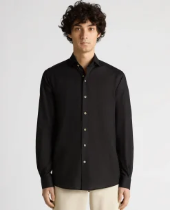 Tapered Fit Linen-Blend Shirt