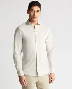 Tapered Fit Linen-Blend Shirt