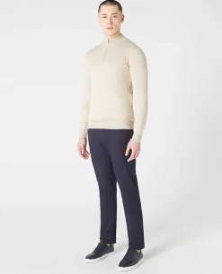 Tapered Fit Merino Wool Half Zip Sweater