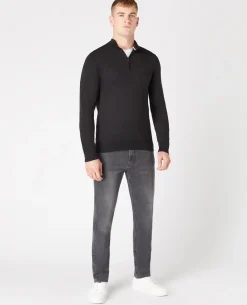 Tapered Fit Merino Wool-Blend Half Zip Sweater