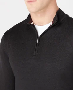 Tapered Fit Merino Wool-Blend Half Zip Sweater