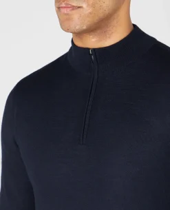 Tapered Fit Merino Wool-Blend Half Zip Sweater