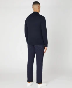 Tapered Fit Merino Wool-Blend Half Zip Sweater