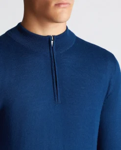 Tapered Fit Merino Wool-Blend Half Zip Sweater