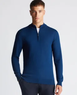 Tapered Fit Merino Wool-Blend Half Zip Sweater
