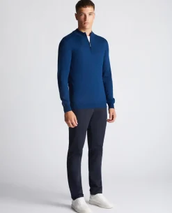 Tapered Fit Merino Wool-Blend Half Zip Sweater