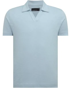 Tapered Fit Open Collar Cotton Polo