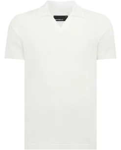 Tapered Fit Open Collar Cotton Polo