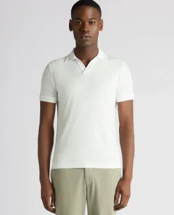 Tapered Fit Open Collar Cotton Polo