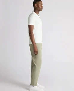 Tapered Fit Open Collar Cotton Polo