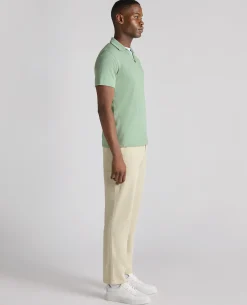 Tapered Fit Open Collar Cotton Polo