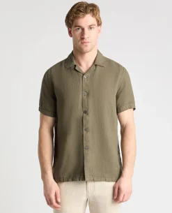 Tapered Fit Short Sleeve Linen Shirt