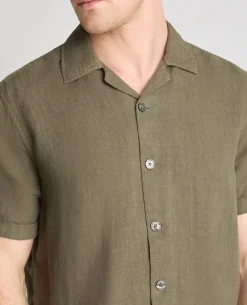 Tapered Fit Short Sleeve Linen Shirt