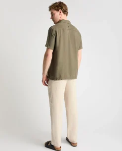 Tapered Fit Short Sleeve Linen Shirt