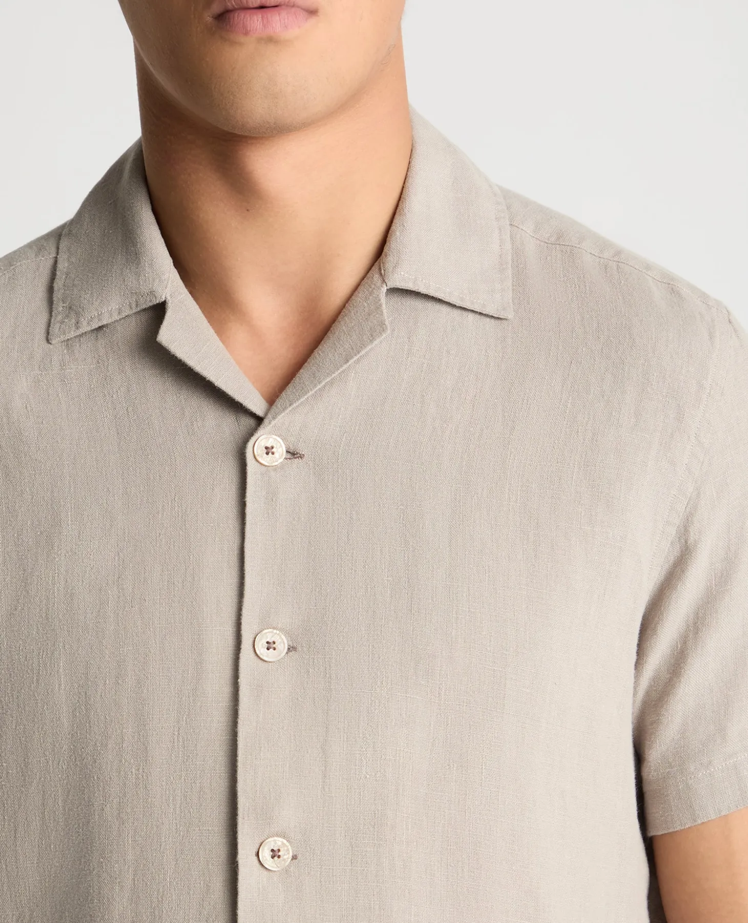 Tapered Fit Short Sleeve Linen Shirt