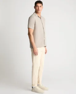 Tapered Fit Short Sleeve Linen Shirt
