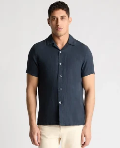 Tapered Fit Short Sleeve Linen Shirt