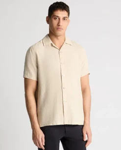 Tapered Fit Short Sleeve Linen Shirt