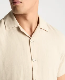 Tapered Fit Short Sleeve Linen Shirt
