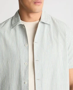 Tapered Fit Stripe Cotton Blend Shirt
