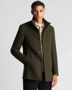 Tapered Fit Wool-Blend Overcoat