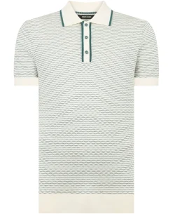 Wave Print Knit Polo