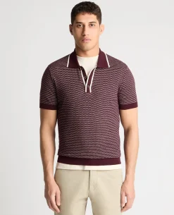 Wave Print Knit Polo