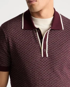 Wave Print Knit Polo