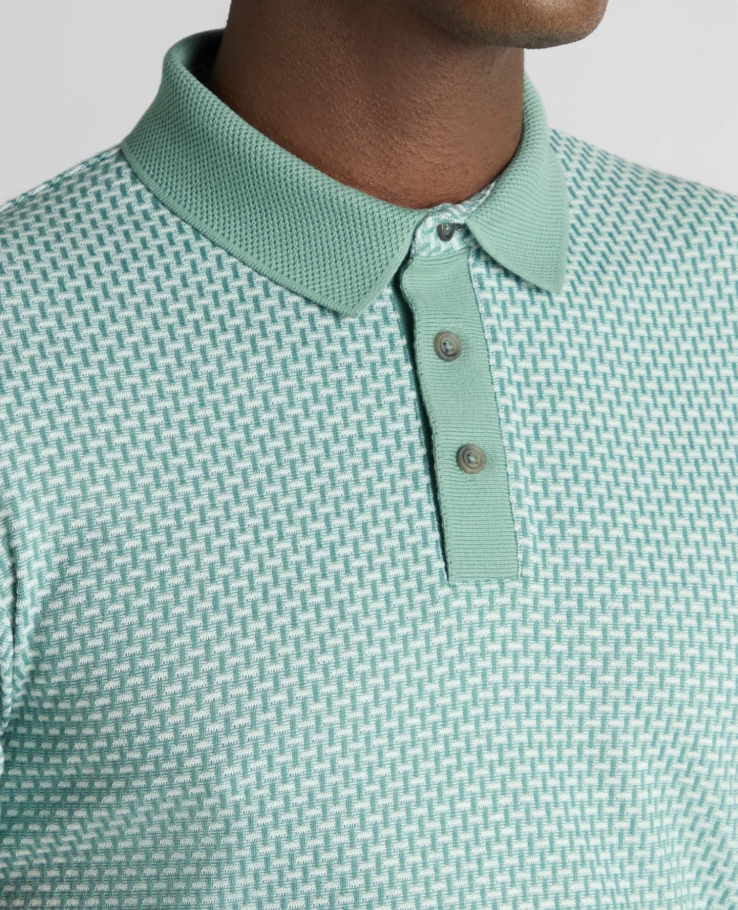 Weave Design Stretch Polo Shirt