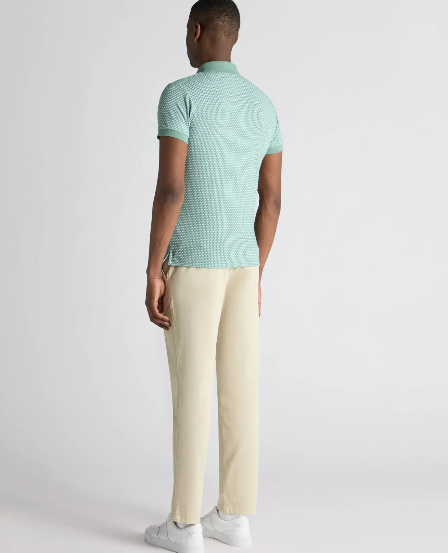 Weave Design Stretch Polo Shirt