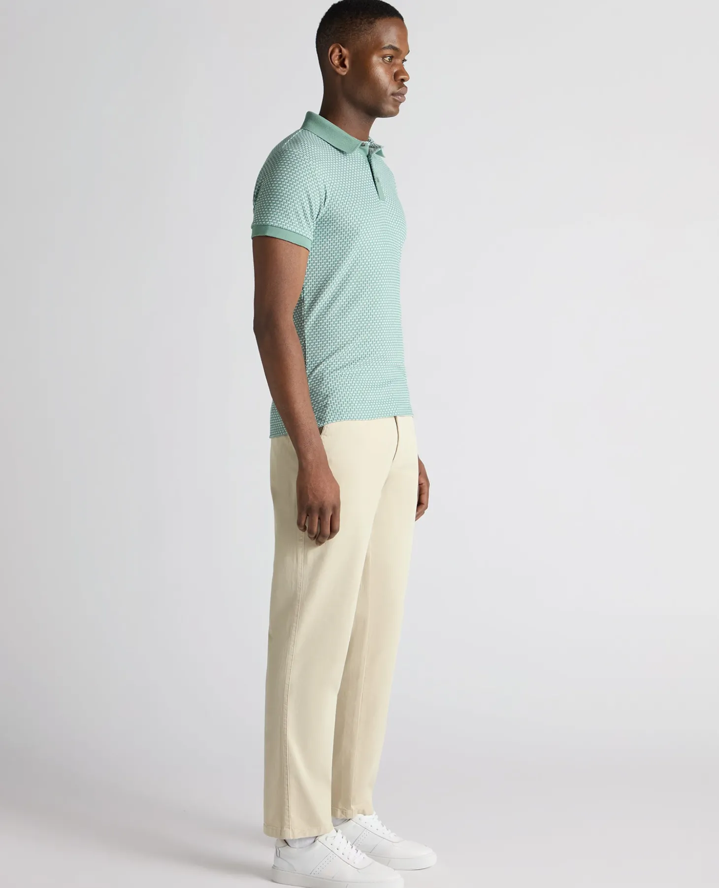 Weave Design Stretch Polo Shirt