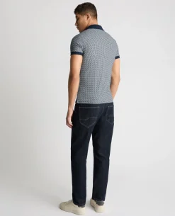 Weave Design Stretch Polo Shirt