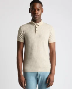 Weave Design Stretch Polo Shirt