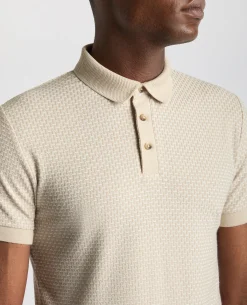 Weave Design Stretch Polo Shirt