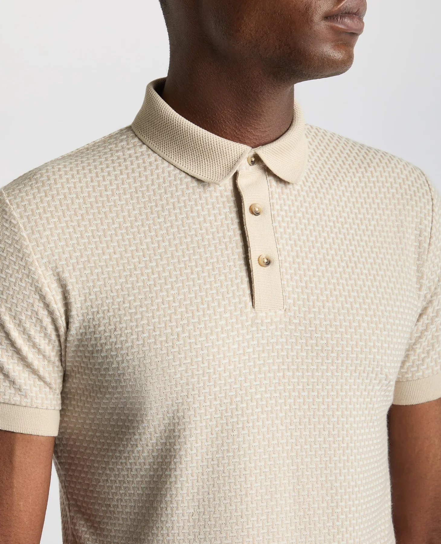 Weave Design Stretch Polo Shirt
