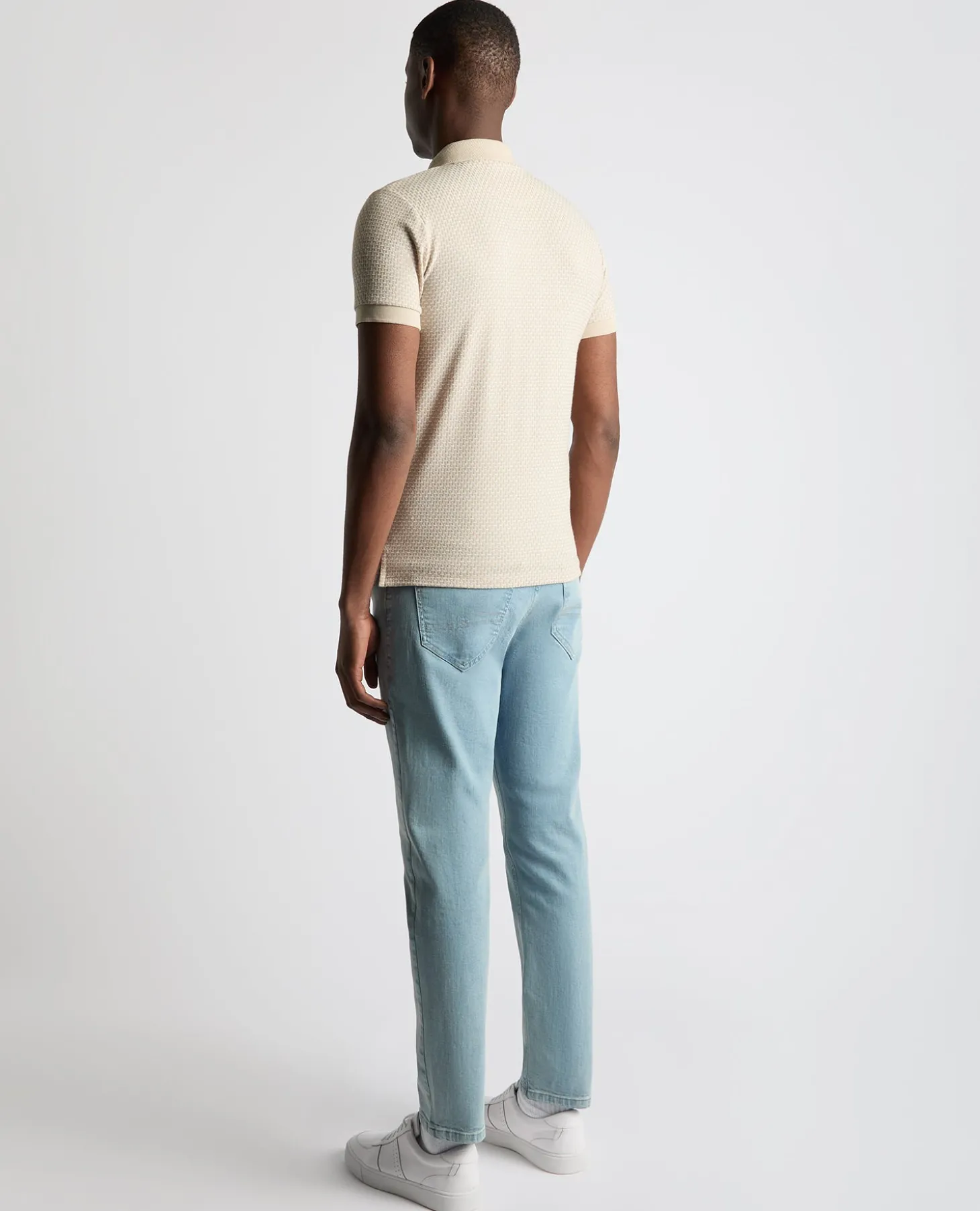 Weave Design Stretch Polo Shirt