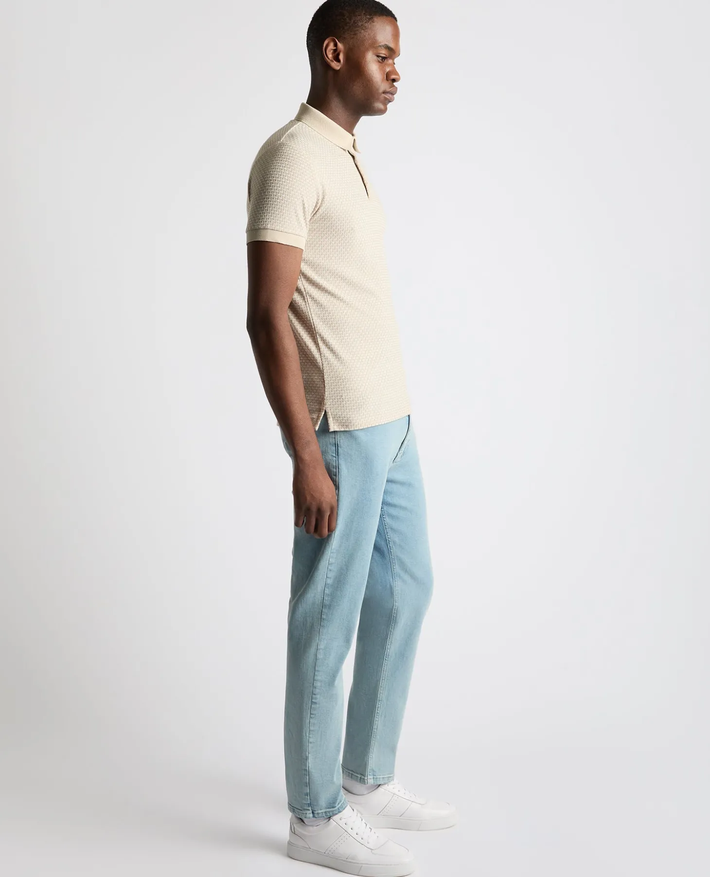 Weave Design Stretch Polo Shirt