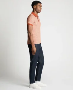 Weave Design Stretch Polo Shirt