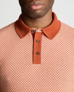 Weave Design Stretch Polo Shirt